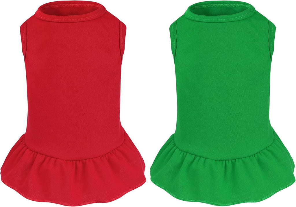 2 Pcs Dog Dresses Cat Skirt Solid Color Dog Clothes Summer Sleeveless Puppy Girl Clothes for Small Pet Dogs Cats (Yellow,Pink, Small) - Image 12