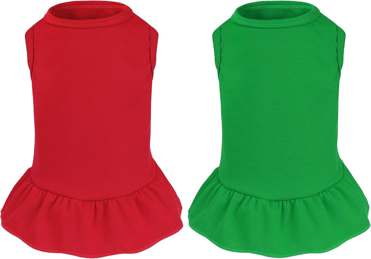 2 Pcs Dog Dresses Cat Skirt Solid Color Dog Clothes Summer Sleeveless Puppy Girl Clothes for Small Pet Dogs Cats (Yellow,Pink, Small) - Image 12
