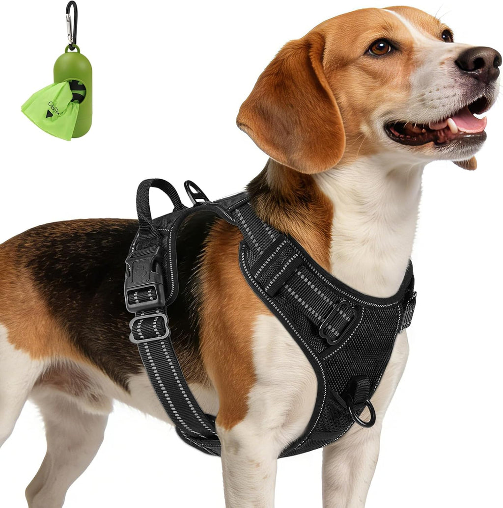 Joytale no pull dog harness black medium front view