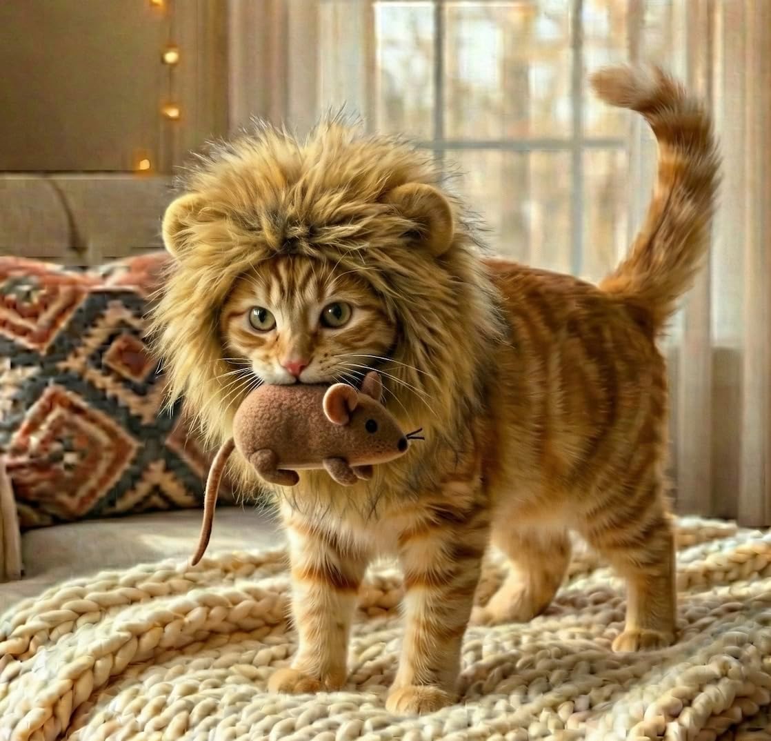 Fluffy pet lion wig for small dogs and cats