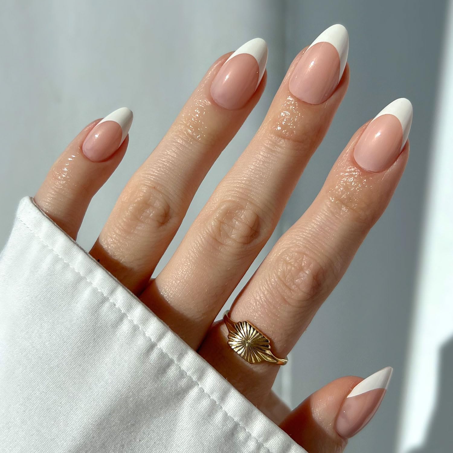 Glamnetic MaDamn French tip press on nails front view