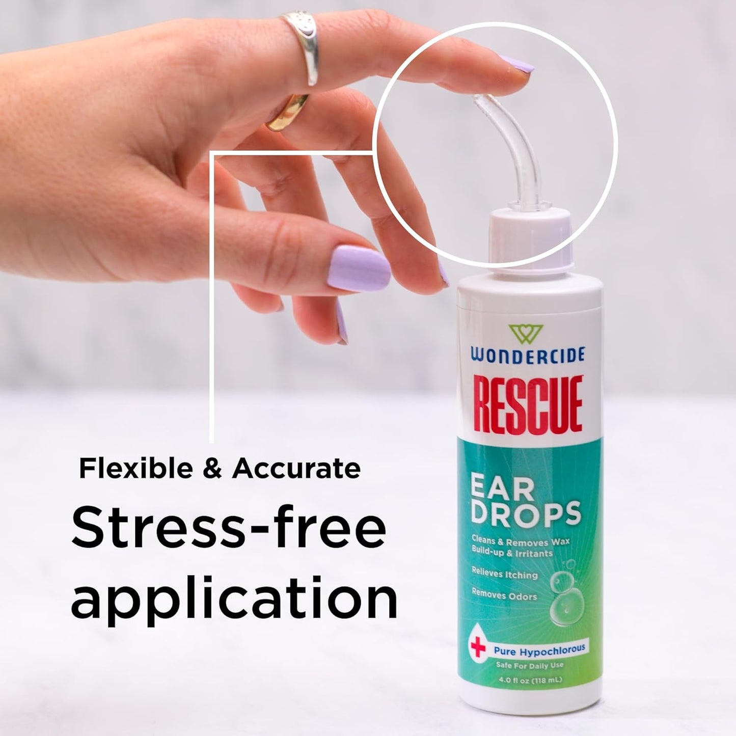 Close up of Wondercide Rescue ear cleaner label details