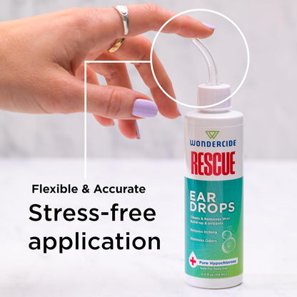 Close up of Wondercide Rescue ear cleaner label details