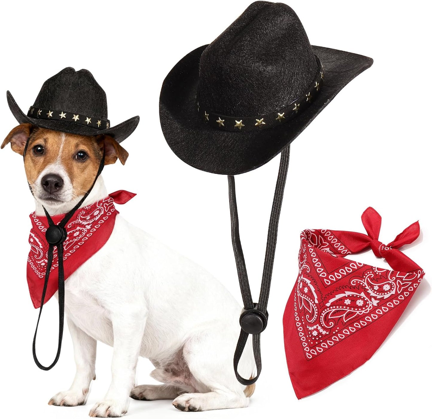 Pet Cowboy Costume, Dog Cowboy Hat with Bandana Scarf, Adjustable Cat Cowboy Hat for Party Cosplay Christmas, Halloween Cowboy Costumes for Small Pet Dogs Cats (Brown, Small) - Image 13