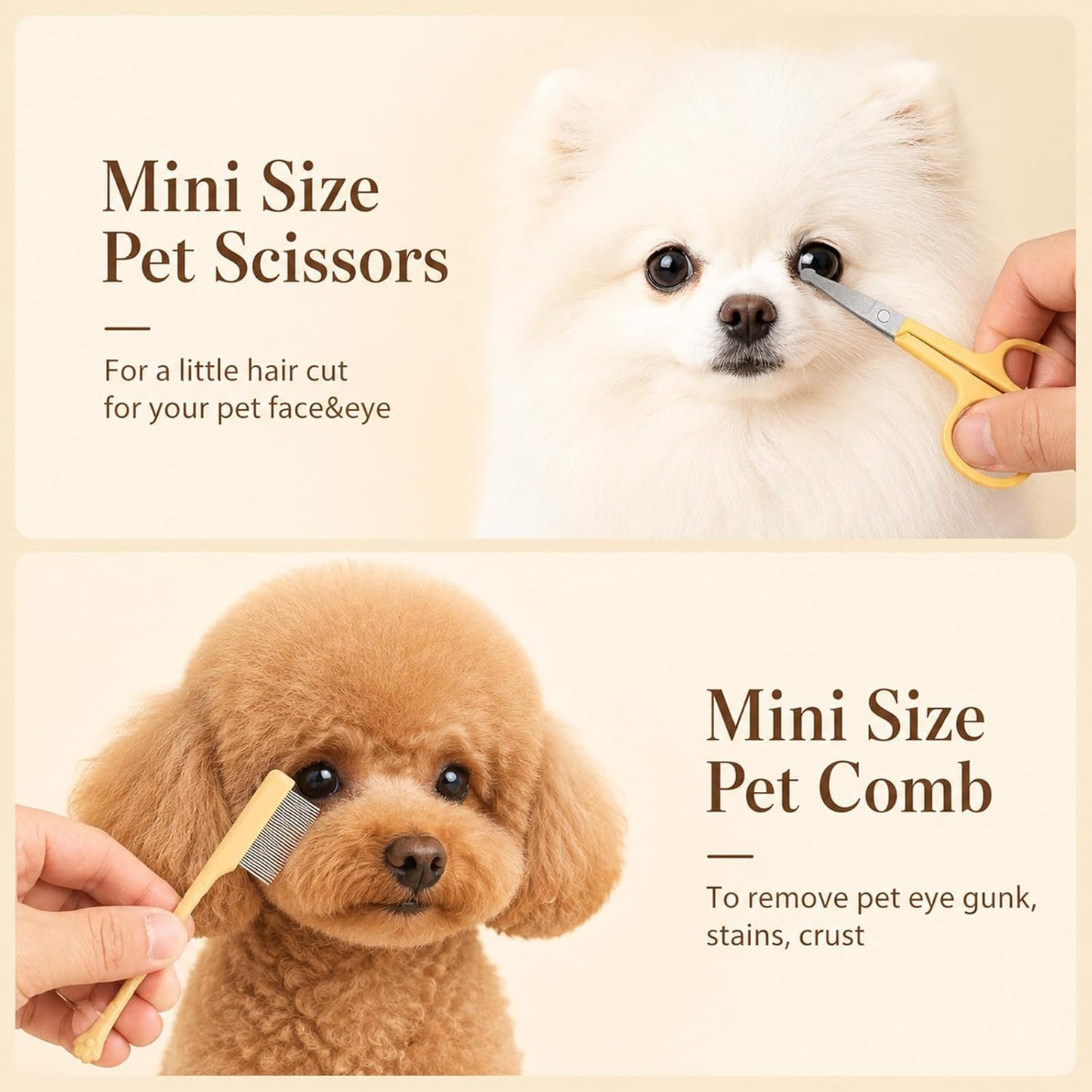 Close up of fine tooth comb for small dog tear stains