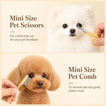 Close up of fine tooth comb for small dog tear stains