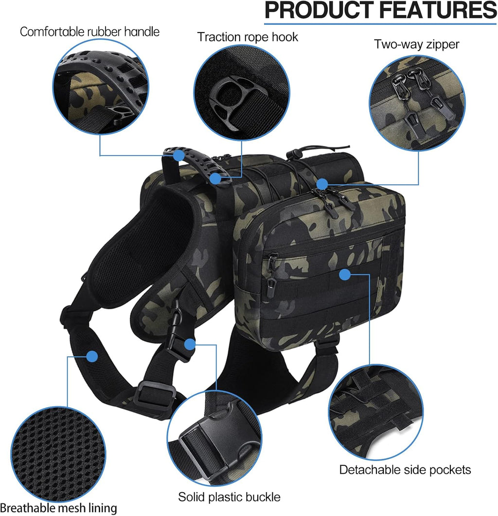 Close up of breathable mesh lining and adjustable Y shaped chest straps on dog backpack