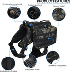 Close up of breathable mesh lining and adjustable Y shaped chest straps on dog backpack