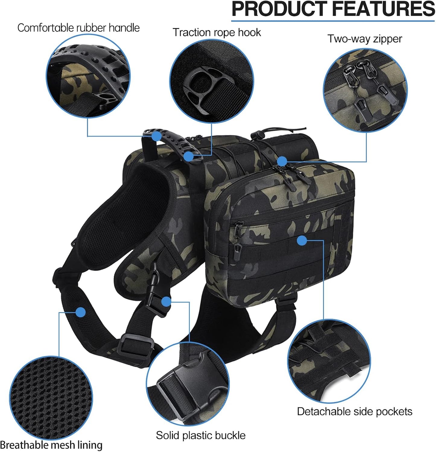 Close up of breathable mesh lining and adjustable Y shaped chest straps on dog backpack