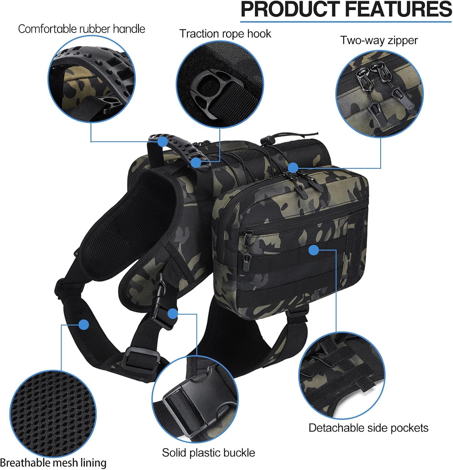 Close up of breathable mesh lining and adjustable Y shaped chest straps on dog backpack