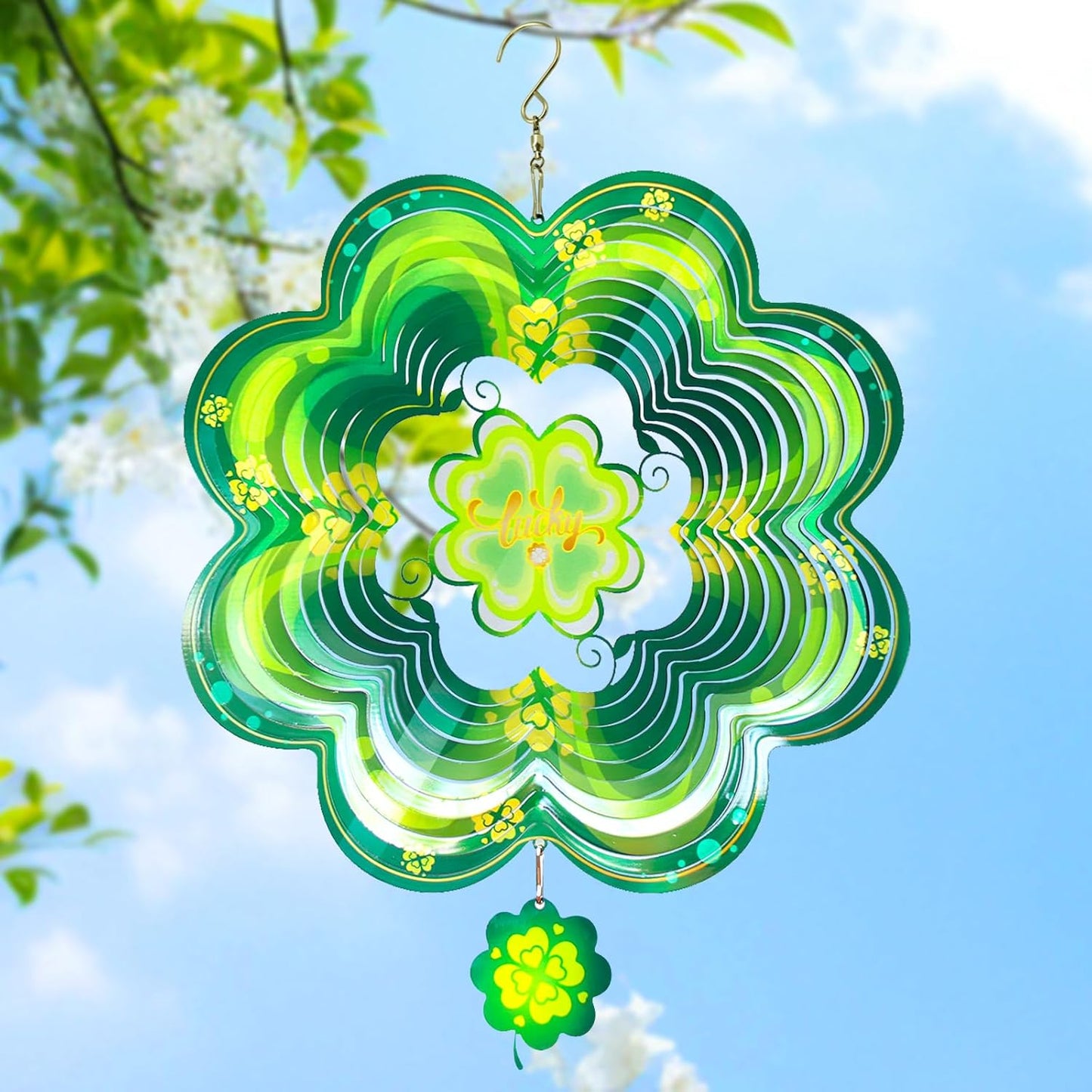 Gotome Shamrock Metal Wind Spinner front view
