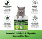 Special Breed furball remedy powder jar highlighting 10 active ingredients for feline digestive health