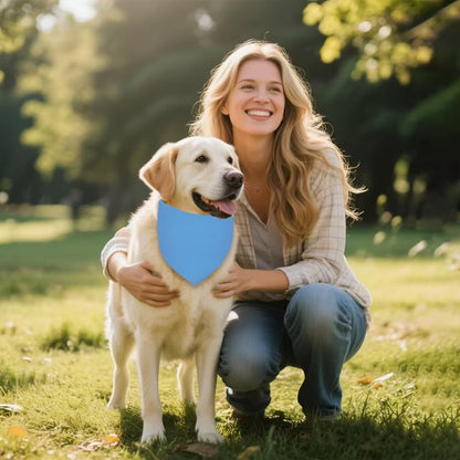 Agroon blank blue bandana being customized for dogs