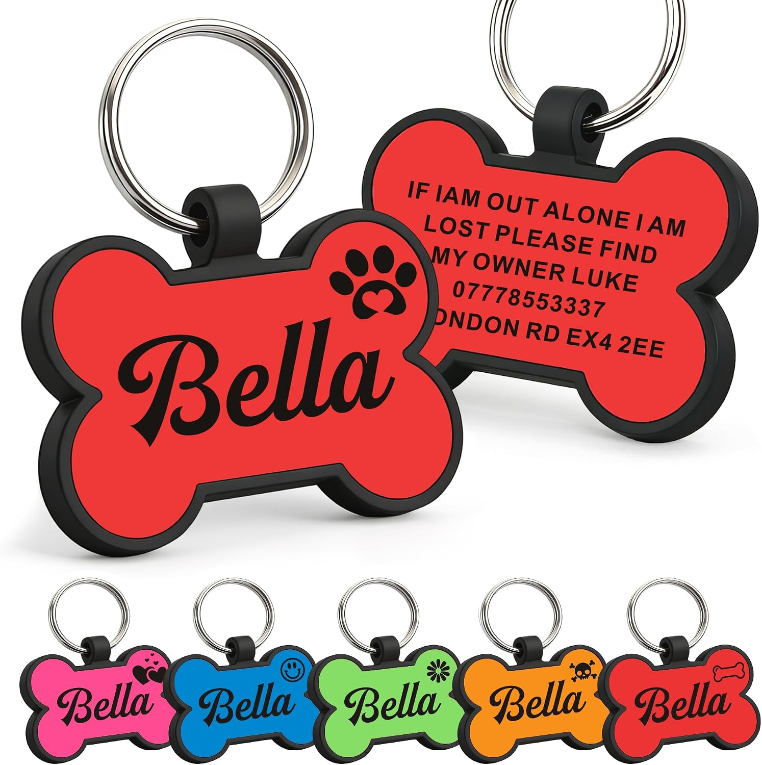 Dog Tags Personalized for Pets Silicone Dog Tag Dog Name Tags Personalized Dog Tags Custom Dog Tags Dog ID Tags Personalized Silent Dog Tag Engraved with Any Text (Pink Bone) - Image 15