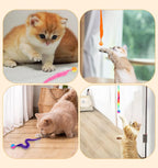 Detailed view of soft rubber ball and plush thread cat toy material