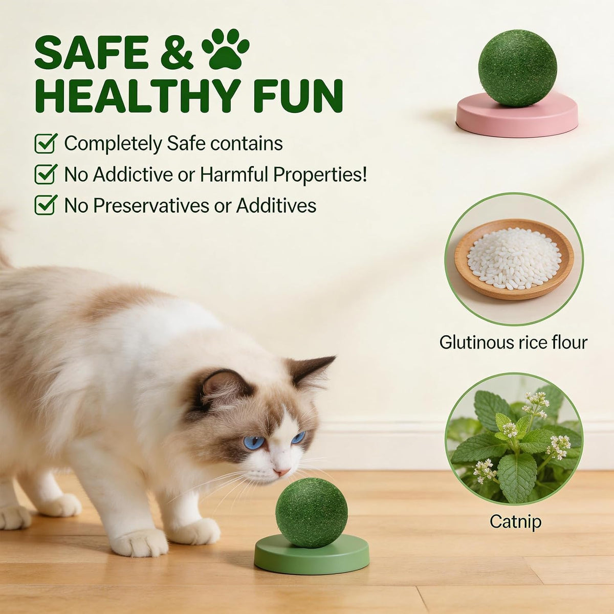 Back packaging label details for the tovaginsh pet calming spray displaying safety guidelines and features.