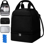 OCKLILY breast pump bag front view in black polyester fabric
