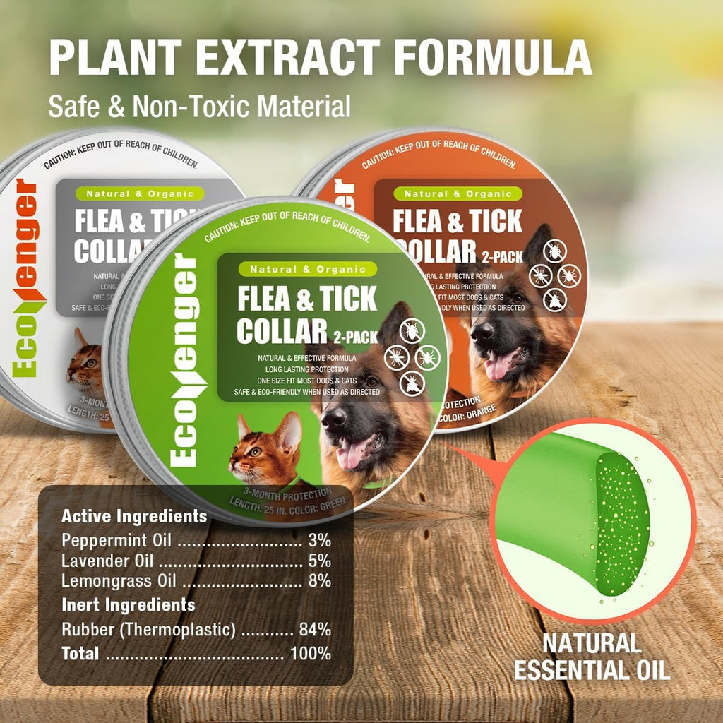 EcoVenger Flea Collars for Dogs & Cats - Flea & Tick Repellent 2-Pack Green. Built-in Pant-Based Formula Strong Repellency Slow Release, Lasting Protection, Pleasant Aroma, Waterproof - Image 5