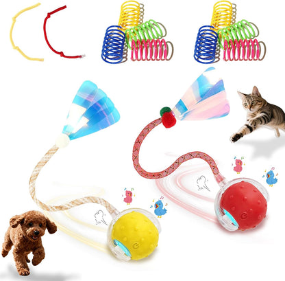 2-Pack Interactive Cat Toys Ball for Indoor CatsDog,Automatic Cat Toy with Smart Obstacle Avoidance&Bird Chirps,Includes 8 Cat Spiral Spring,Cat Enrichment Toys for Indoor Cats(RedBlue) - Image 12