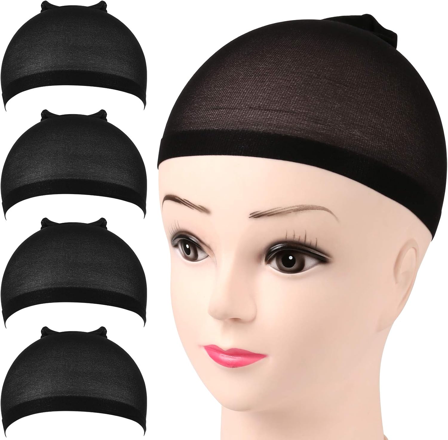 Fandamei nylon wig caps black front view