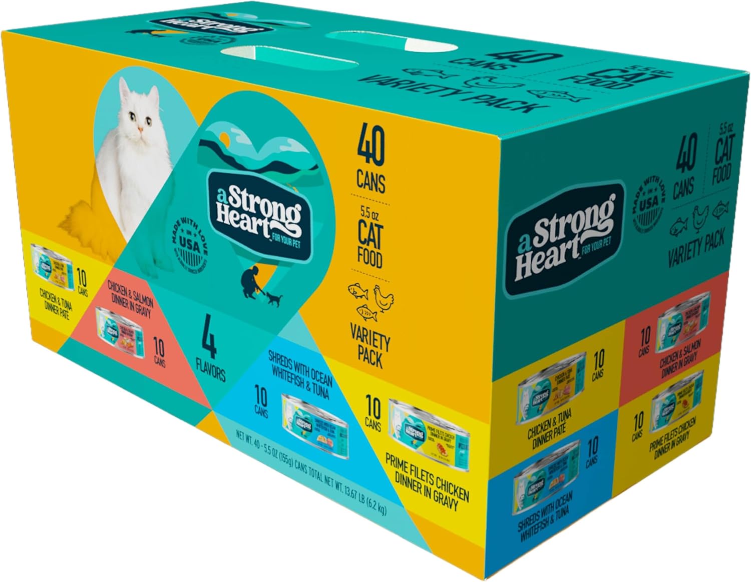 A Strong Heart Canned Wet Cat Food, Dinner Variety Pack - 5.5 oz Cans (Pack of 32), Made in The USA with Real Chicken, Turkey & Salmon - Image 14