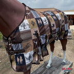 Hilason cowboy longhorn print horse fly sheet side view