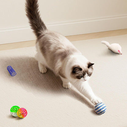 Bright jingle bell balls and crinkle pompoms designed for interactive kitten play.