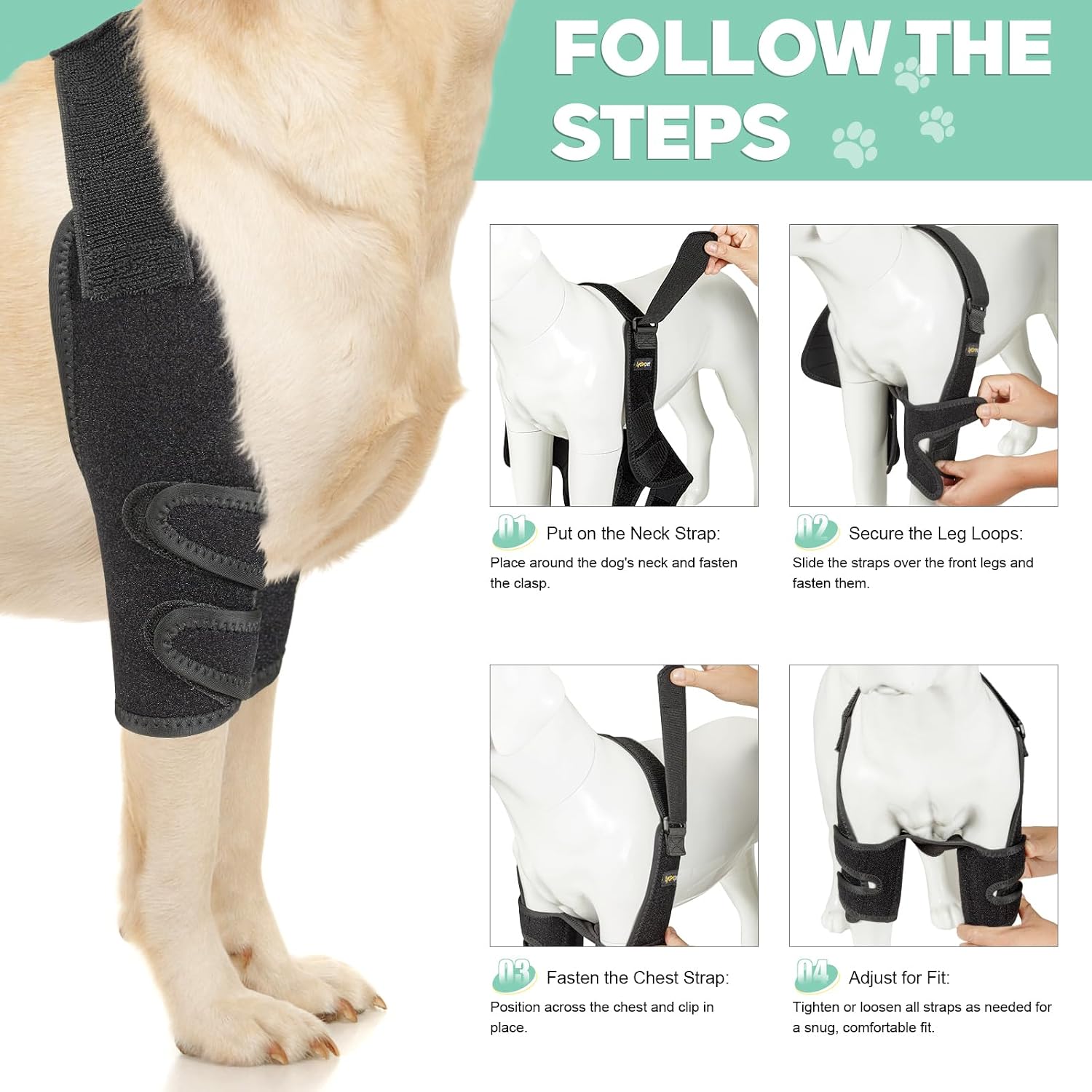 Metal splint detail on canine elbow support