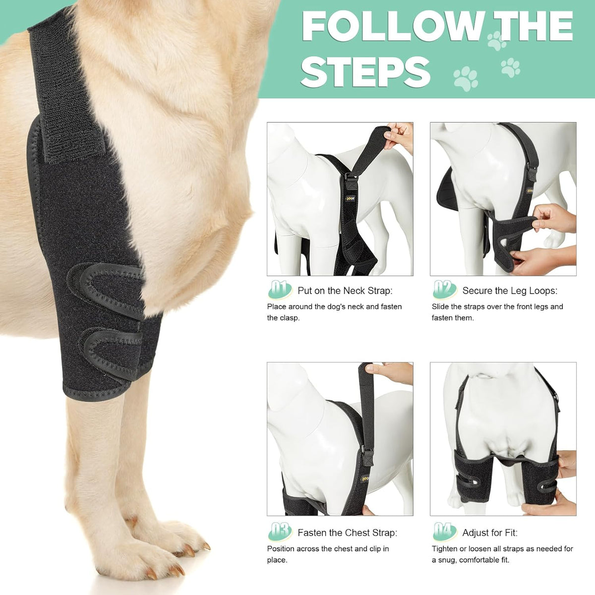 Metal splint detail on canine elbow support