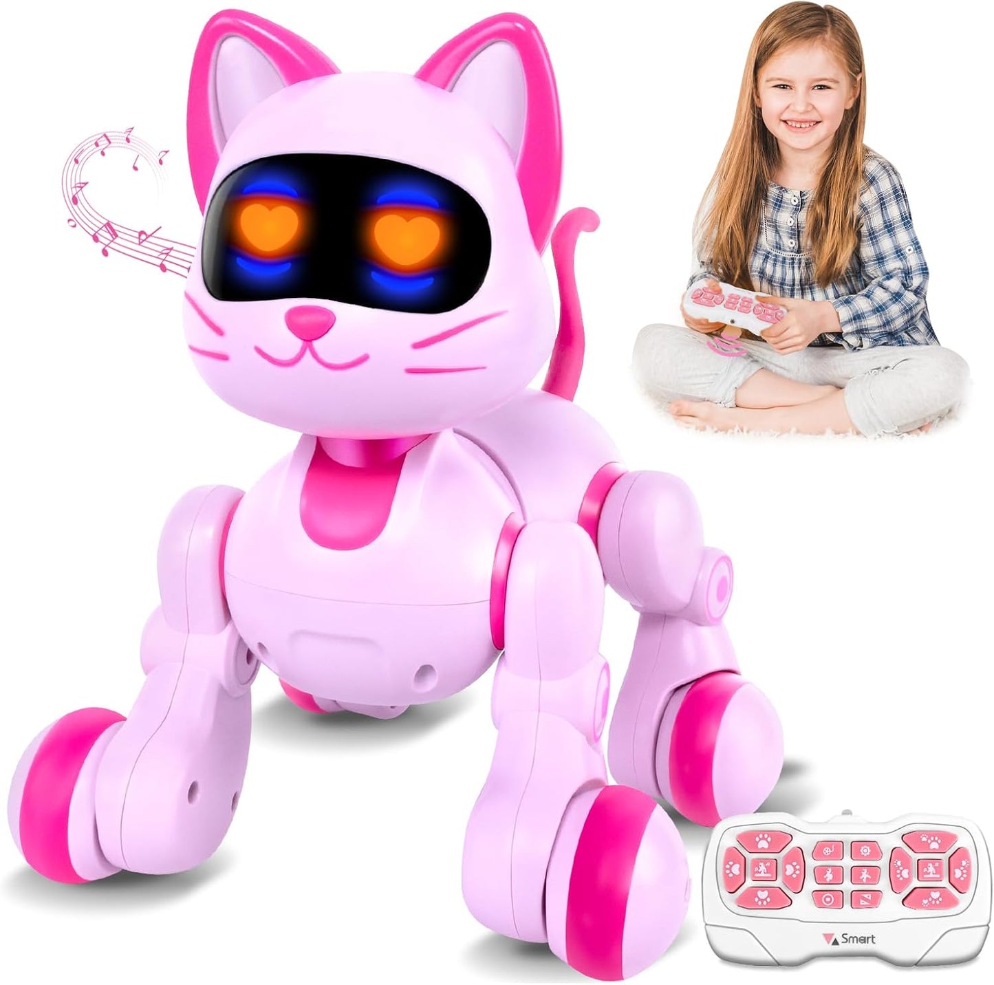 Cretargio Interactive Robot Cat Toy front view in pink