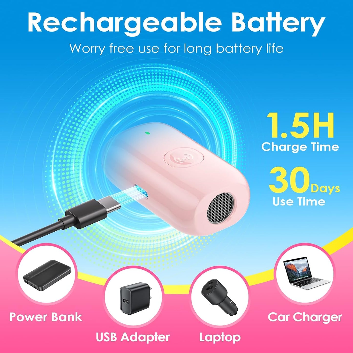 Rechargeable Nicuzm anti-barking device with USB-C cable