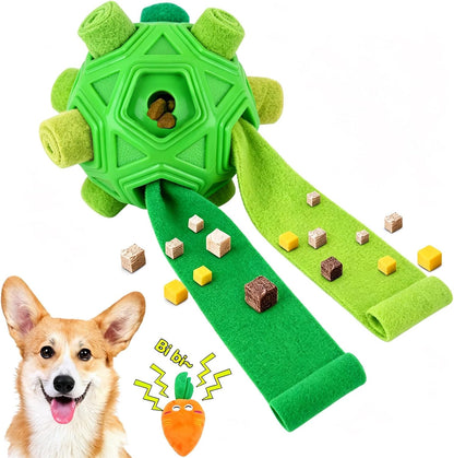 Dog Snuffle Ball-Interactive Puzzle Dog Toys Encourage Natural Foraging Skills Slow Feeder for Training and Stress Relief, Cloth Strip Hiding Food Dog Toys with Squeaky Carrot Toy for Any Size - Image 13