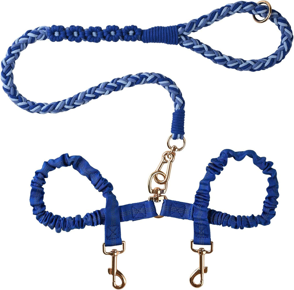 Double Dog Leash - Tangle-Free Dual Leash with 360 degrees Swivel, Shock Absorbing Bungee, Reflective Stitching & Hand-Braided Main Rope (Supports Up to 440 lbs, Pink) - Image 9