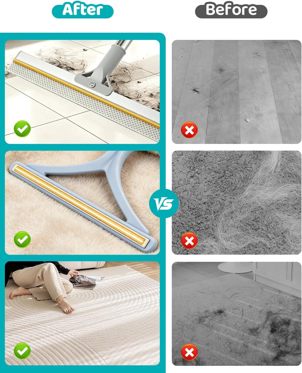 Y-shaped fur remover tool for car interiors and stairs