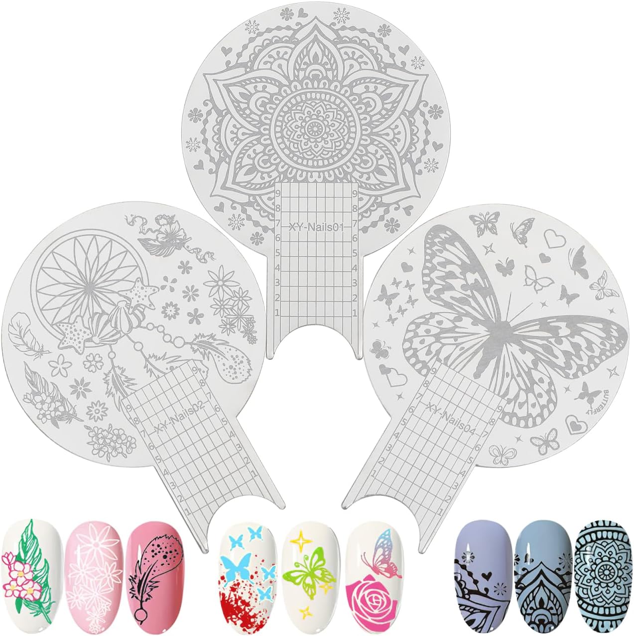Nolitoy 3 Pieces Nail Stamping Plate Kit front view