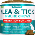 Helopssa cat flea support soft chews bottle front view for healthy skin and coat
