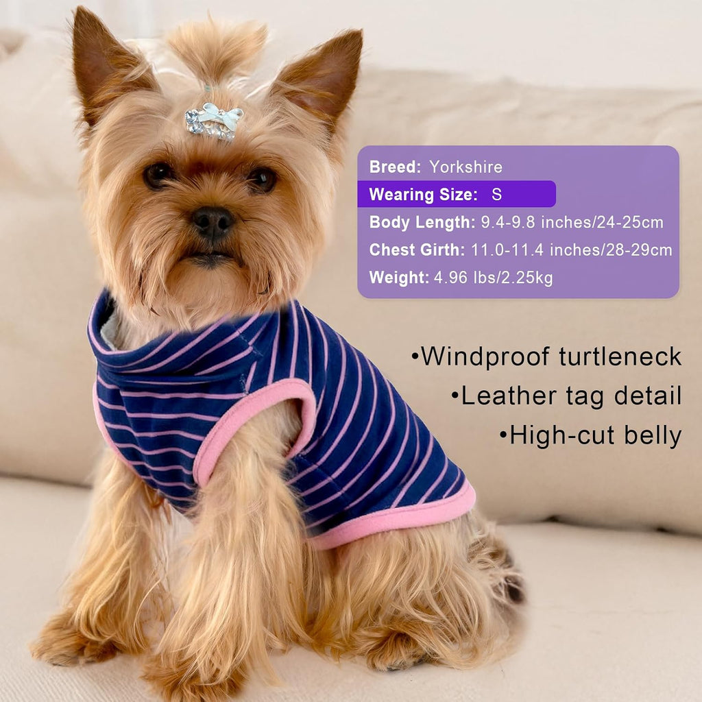 BAOBICUTE turtleneck puppy sweater pack in navy stripe and solid purple