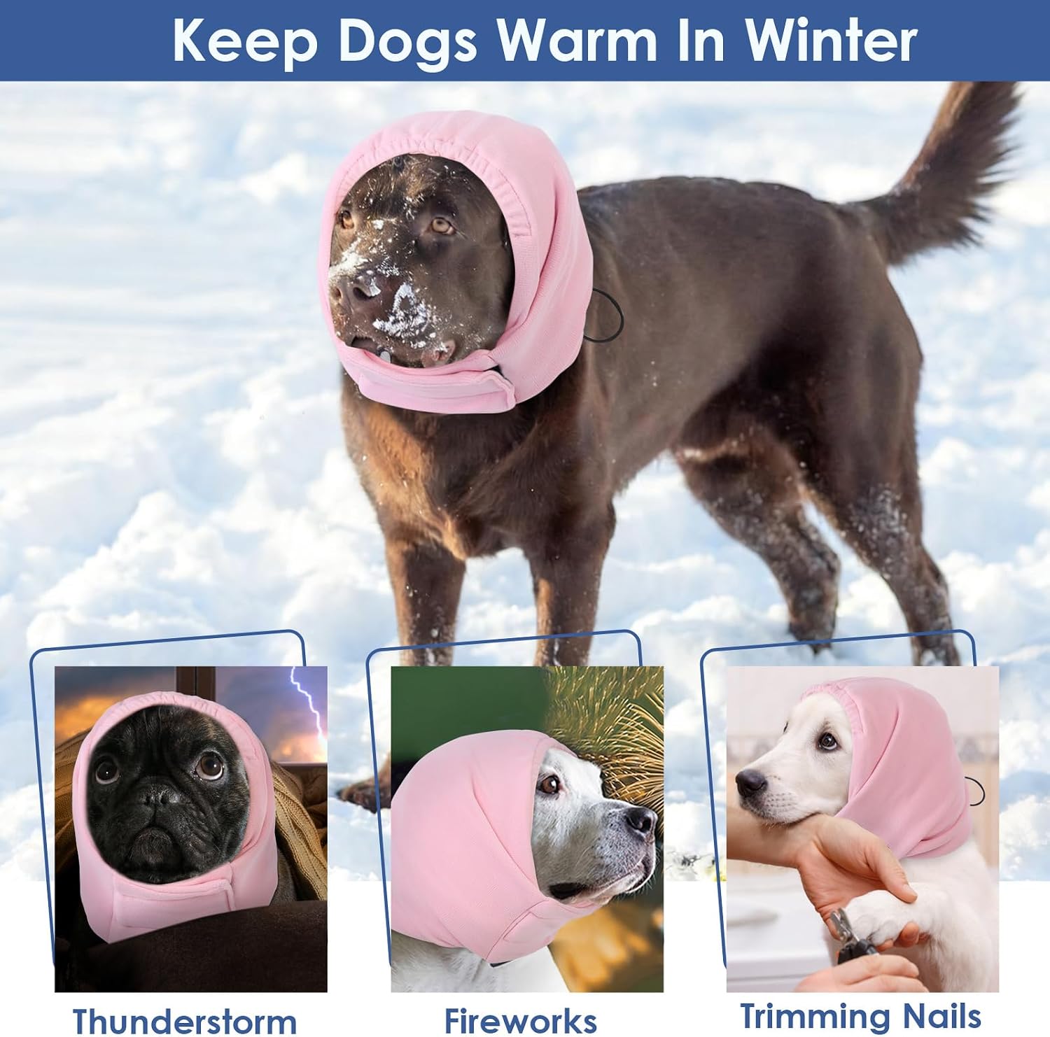 AOFITEE doggy headband wrap for noise cancellation and stress relief.