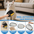 Pet hair removal glove being used on car seat upholstery
