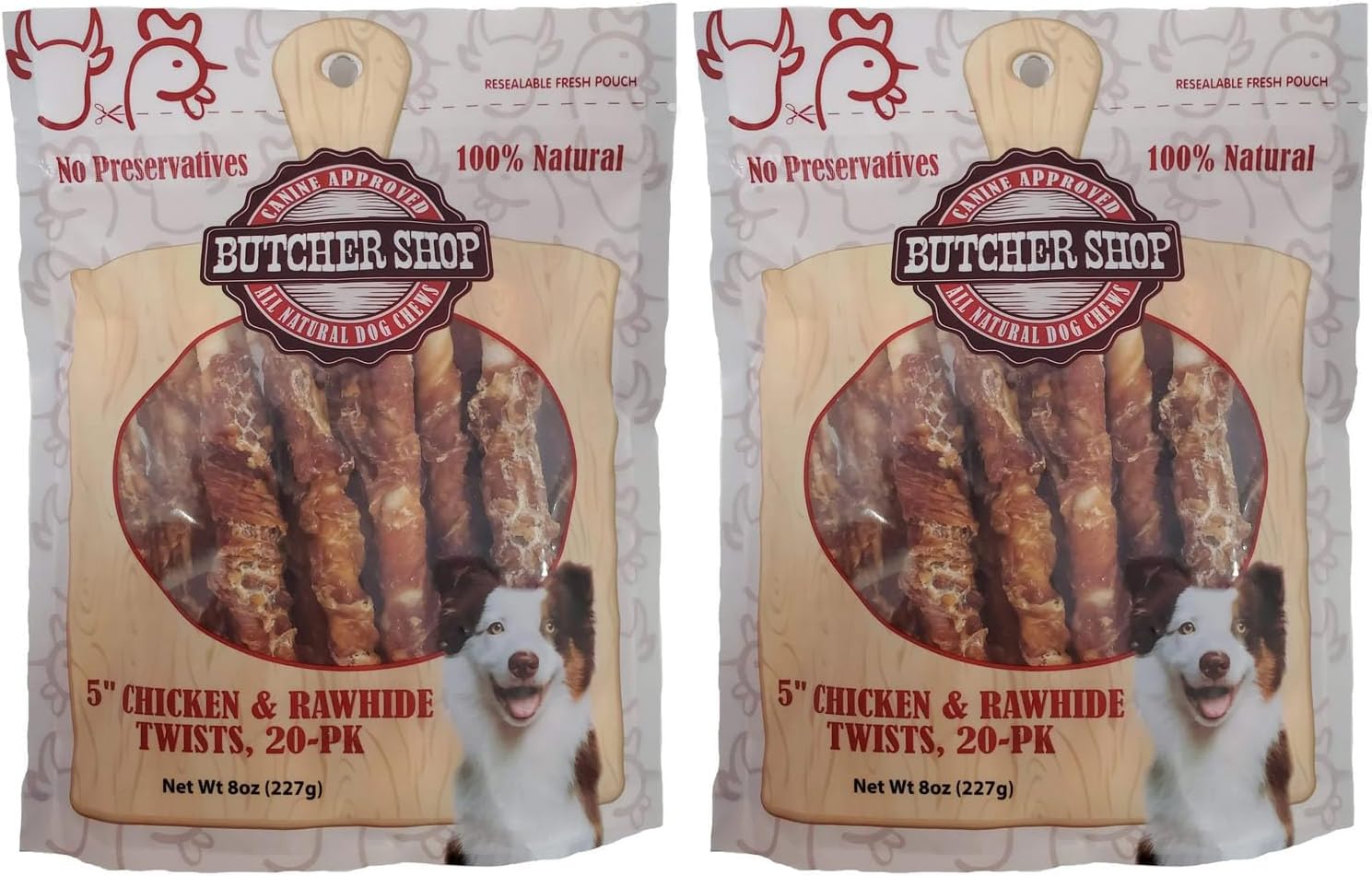 Butcher Shop 8" Chicken & Rawhide Rolls Dog Treats (2 Pack - 10 oz per Pack) - Image 11