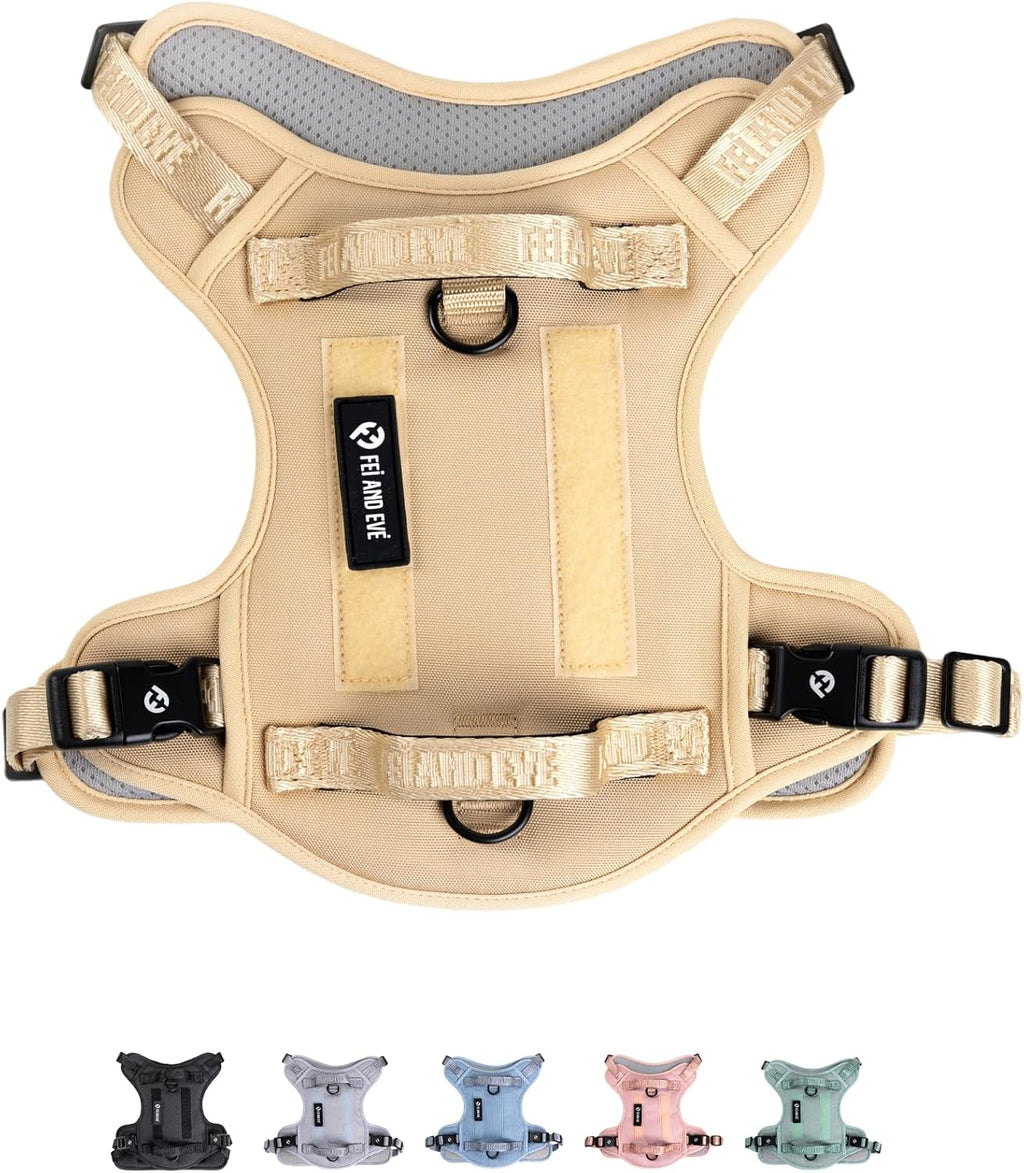 Fei & Eve Classic Dog Harness | 3-Point No-Pull Control, Dual Handle Support, Durable 900D Nylon, Tactical Patch Panel, Heavy Duty, Large (Pink) - Image 10