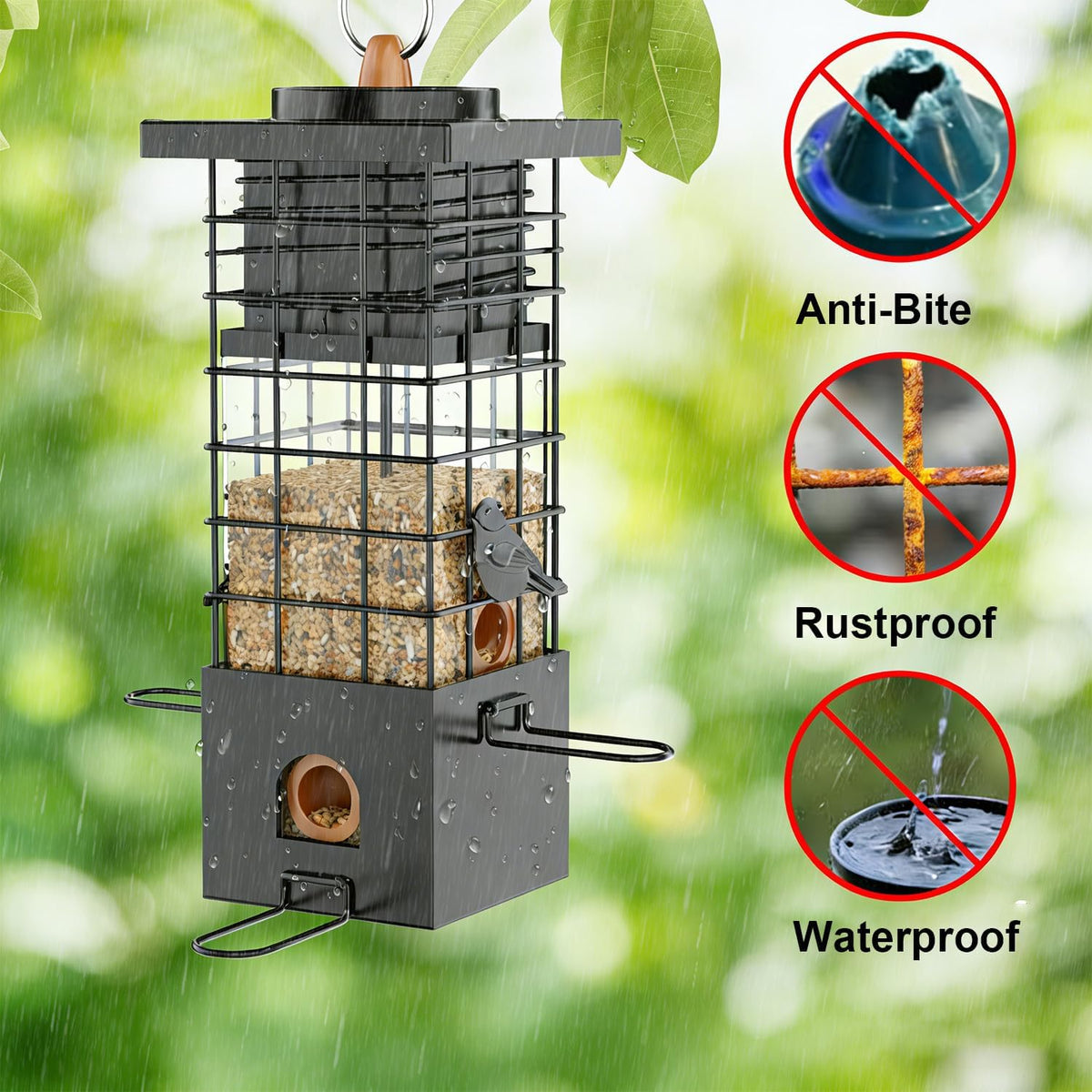 Metal Squirrel Proof Bird Feeder,2.5LB Capacity,Easy Refill & Clean - Image 6