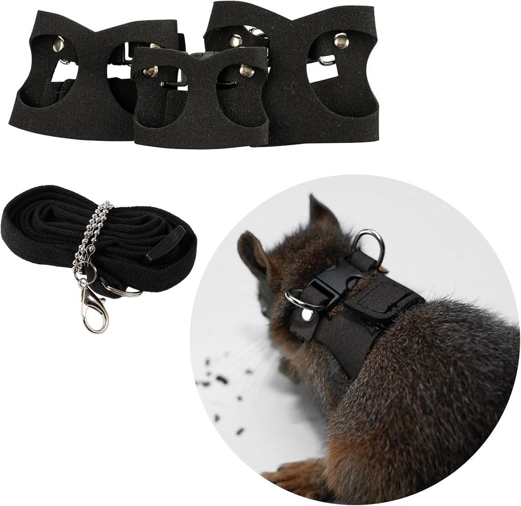 Swirge 3 Pack Rat Harness and Leash front view of black small animal vest