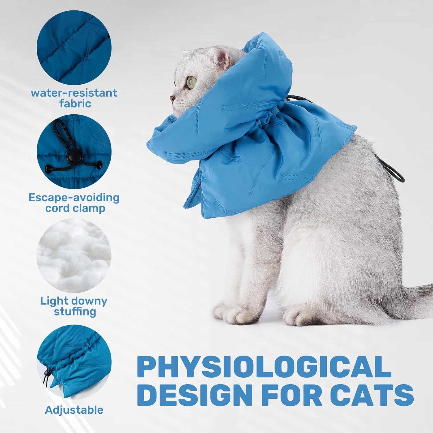 Waterproof lightweight puppy recovery collar with adjustable drawstring close up