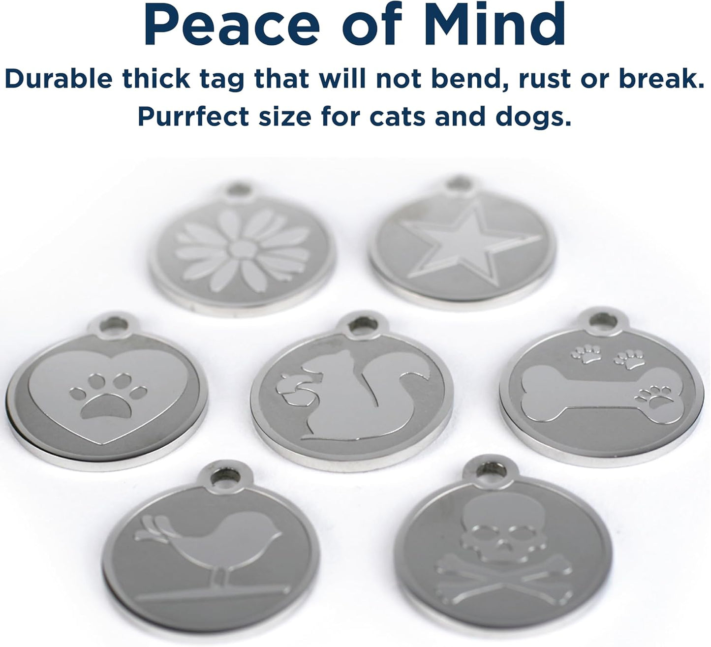 Polished mirror finish stainless steel pet identification accessory with split ring