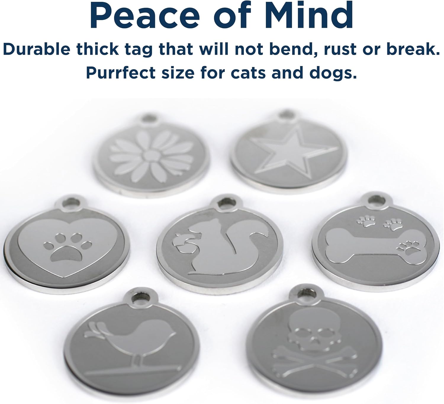 Polished mirror finish stainless steel pet identification accessory with split ring