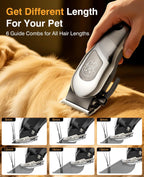 Digital LED display screen on the silver pet clipper showing battery percentage status.