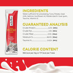 Close up of Fussie Cat Tuna and Salmon Goat Milk puree packaging