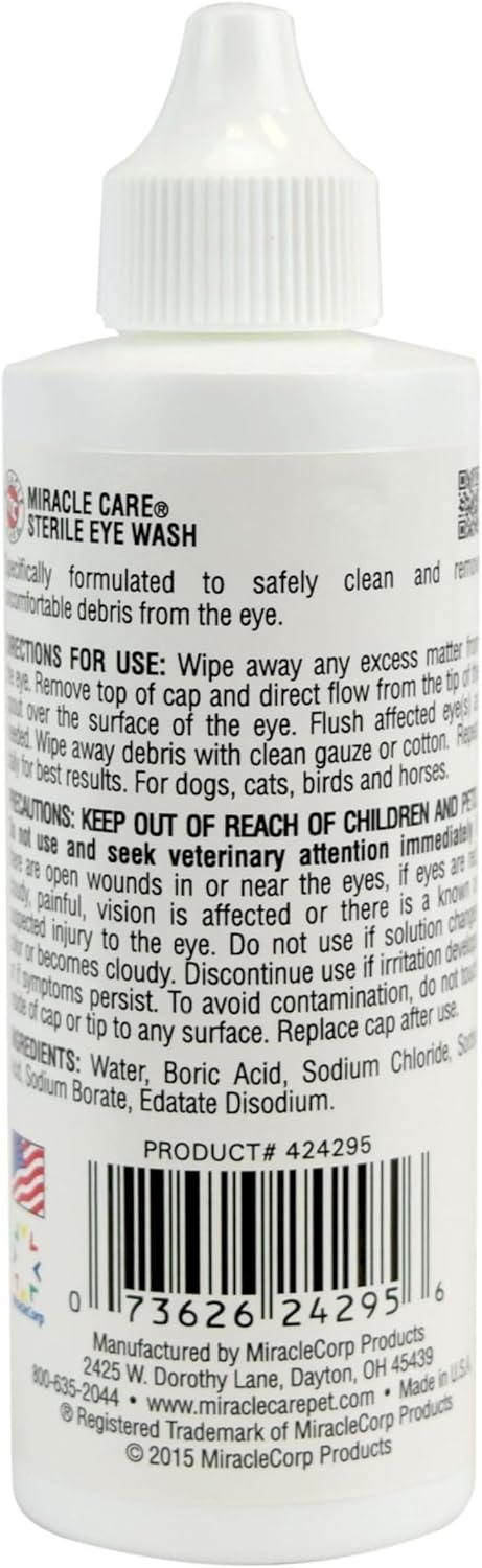 Miracle Care non stinging pet eye flush solution package details