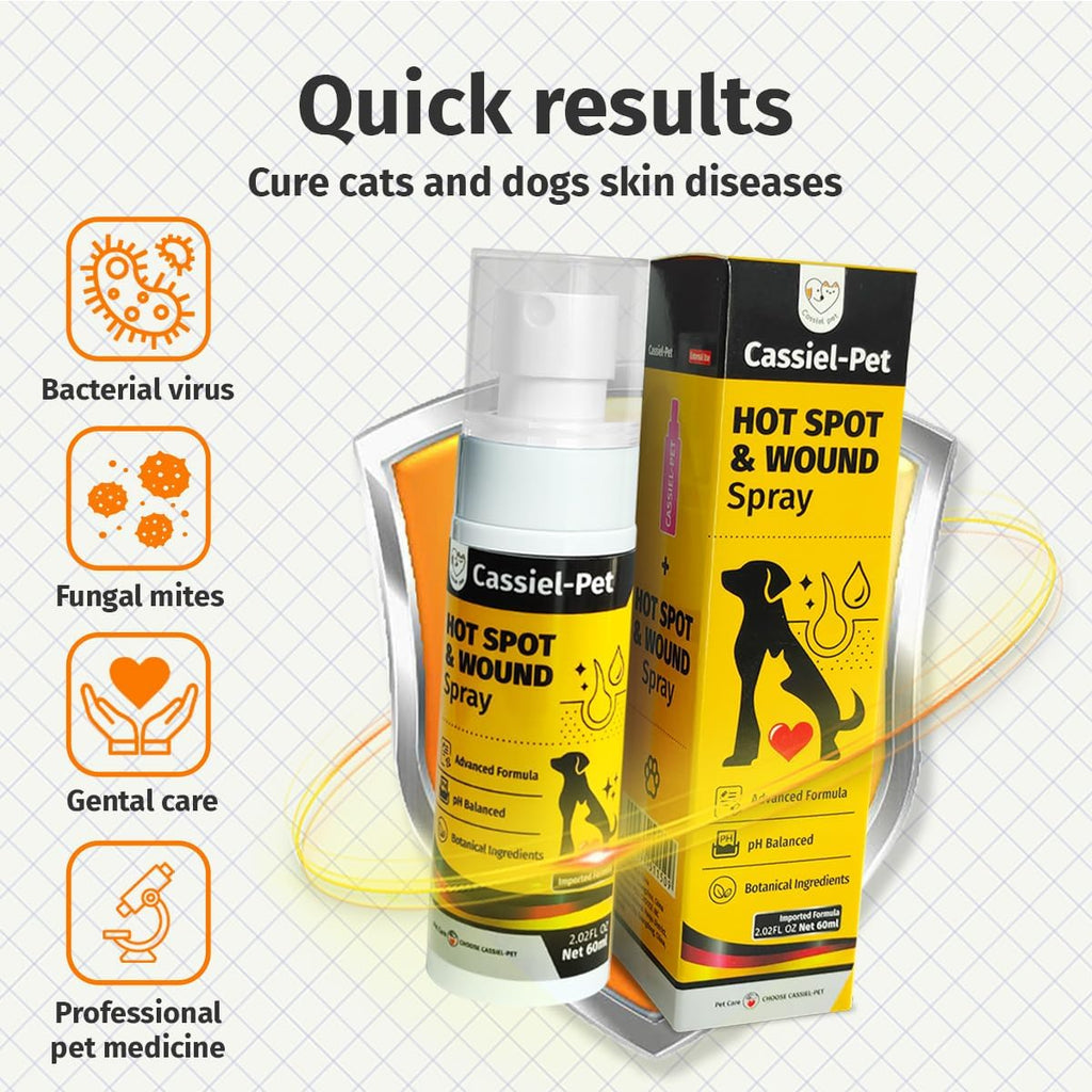 Cassiel Pet premium imported pet skincare spray highlighting silver ion technology